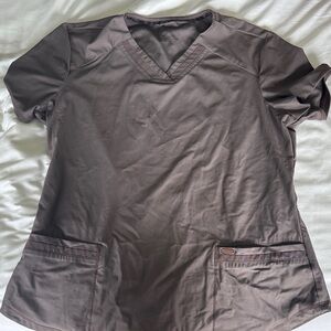 Cherokee Women's Short Sleeve V-Neck Scrub Top in Brown